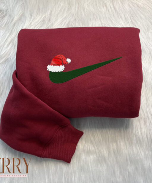 Christmas Hat Nike Embroidered Sweatshirt
