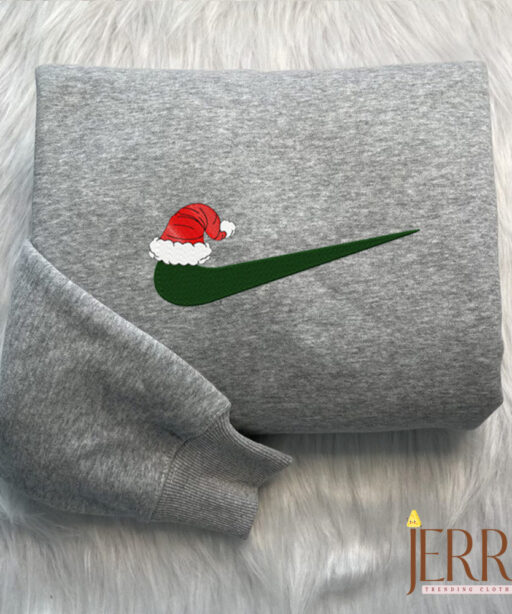 Christmas Hat Nike Embroidered Sweatshirt