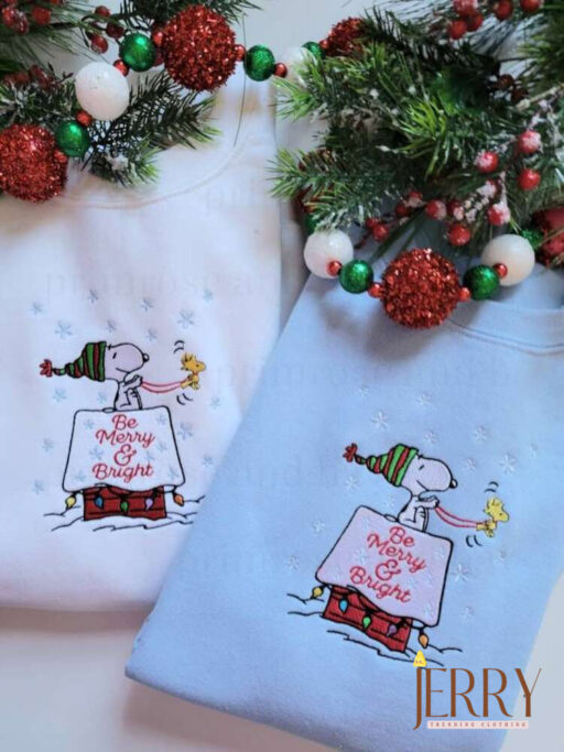 Custom Christmas Embroidered Unisex Sweatshirt, Dog Christmas Crewneck,Snoopy Christmas Embroidery Sweatshirt, Y2K Style Embroidery