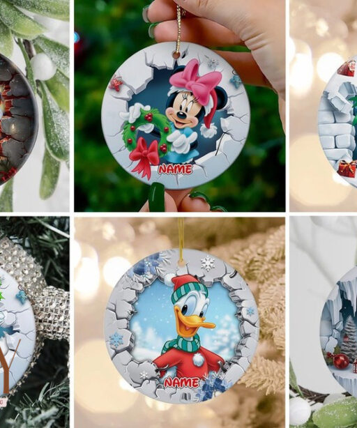 Custom Name Mickey And Friends Ornament, Christmas Disney Ornament, Christmas Tree Ornament, Minnie, Daisy, Donald, Goofy, Pluto
