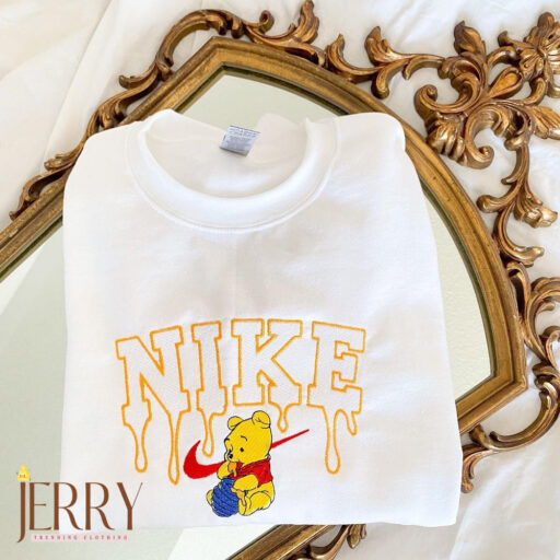 Cute Winnie The Pooh Disney Nike Embroidered Sweatshirt