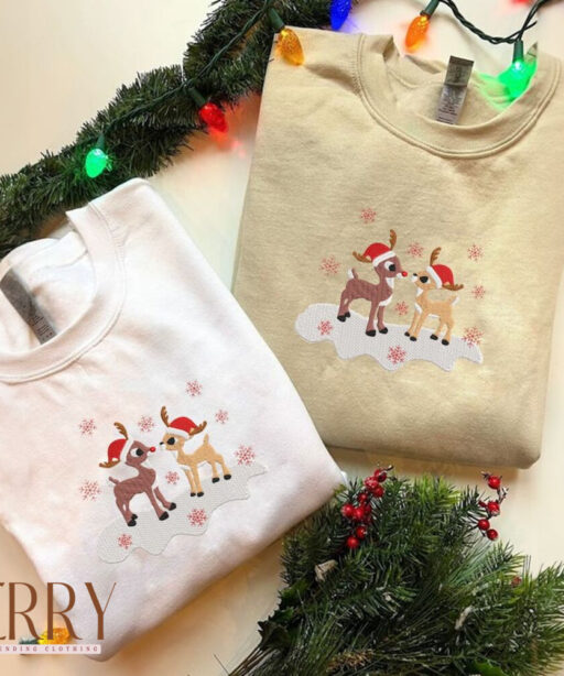 EMBROIDERED Rudolf Red Nose Sweatshirt, Christmas Movies Character Shirt, Reindeer Hoodie, Christmas Gift for Friends