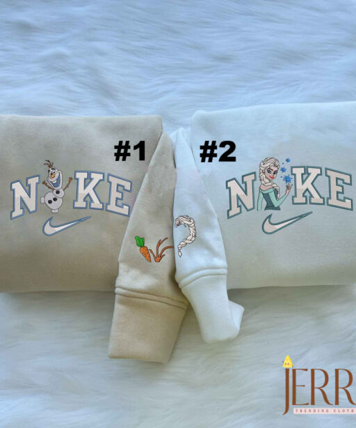 Elsa And Olaf Frozen Disney Nike Embroidered Sweatshirts