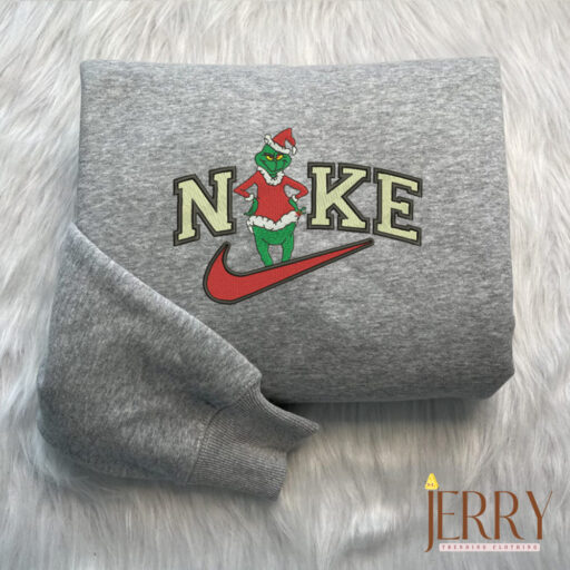 Grinch Christmas Nike Embroidered Sweatshirt, Grinch Christmas Sweatshirt