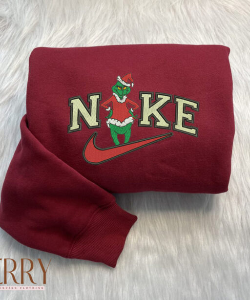 Grinch Christmas Nike Embroidered Sweatshirt, Grinch Christmas Sweatshirt