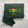 Grinch Face Christmas Nike Embroidered Sweatshirt