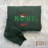 Grinch Face Christmas Nike Embroidered Sweatshirt, Grinch Christmas Sweatshirt