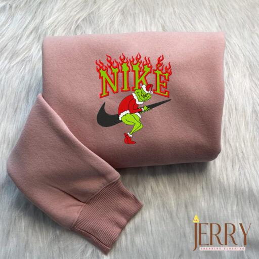 Grinch Steals Garland Nike Embroidered Sweatshirts, Grinch Christmas Sweatshirt