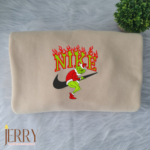 Grinch Steals Garland Nike Embroidered Sweatshirts, Grinch Christmas Sweatshirt