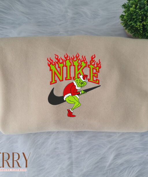 Grinch Steals Garland Nike Embroidered Sweatshirts, Grinch Christmas Sweatshirt