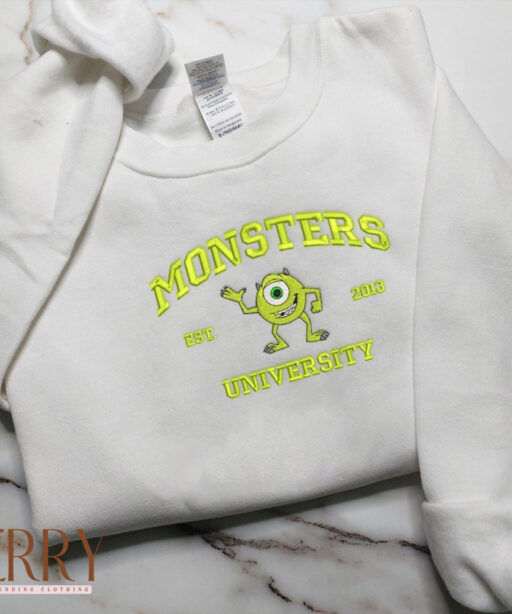 Monster’s University Crewneck Embroidered Sweatshirts, Mike Monster Crewneck, Disney Shirt, Movie Shirts, Monste University Hoodie EH264