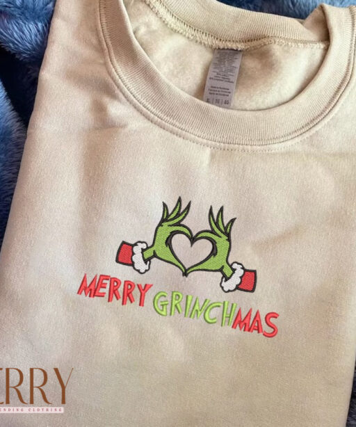 Merry Grinchmas Christmas Embroidered Shirt, Grinch Shirt