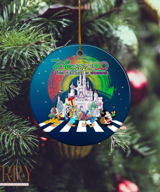 Mickey Donal Pluto Disney 100 Years Of Wonder Ceramic Circle Ornament, Disney Christmas Ornaments, Disney Xmas Decorations