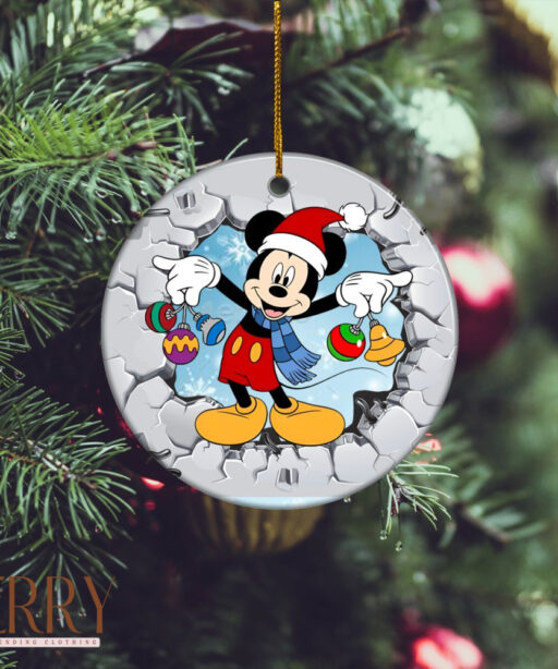 Mickey Mouse Disney 100 Ceramic Circle Ornament, Disney Christmas Ornaments, Disney Christmas Decor