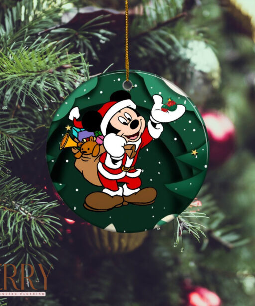 Mickey Mouse Santa Disney 100 Ceramic Circle Ornament, Disney Christmas Ornaments, Disney Christmas Decor