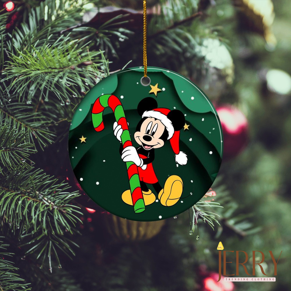 3D Disney Straw Topper Decoration Mickey Mouse Christmas Ornament Green  Glitter