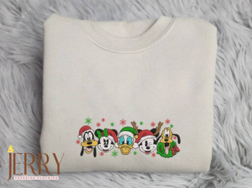 Mickey and Friends Embroidery Christmas Sweatshirt, All Disney Characters Christmas Sweatshirt, Disney Christmas Sweatshirts,Funny Christmas