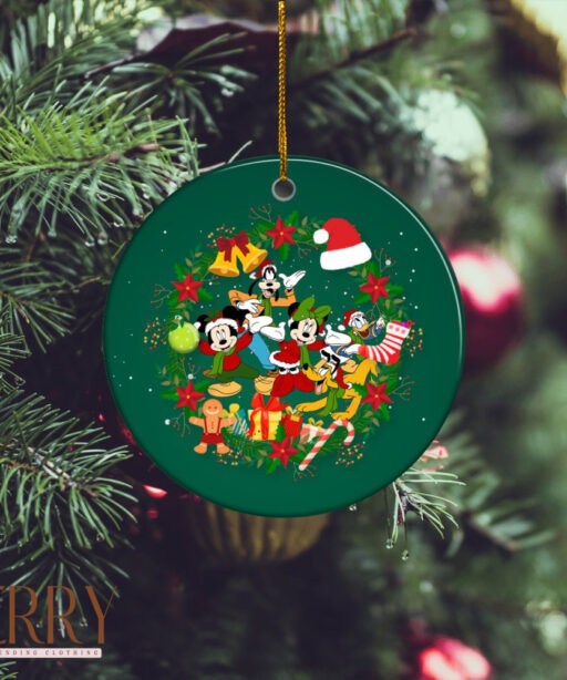 Mickey and Friends Ornament, Ceramic Circle Ornament, Disney Christmas Ornaments, Disney Xmas Decorations