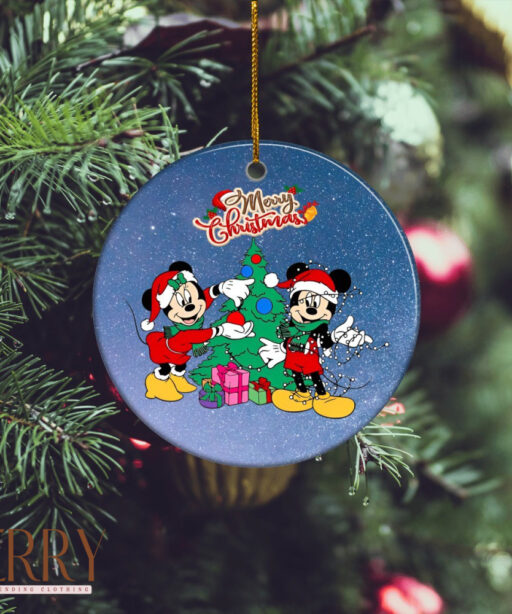 Minnie And Mickey Mouse Disney 100 Ceramic Circle Ornament, Disney Christmas Ornaments, Disney Christmas Tree Decorations