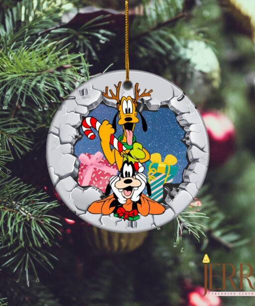 Pluto Disney 100 Years Of Wonder Ceramic Circle Ornament, Disney Christmas Ornaments, Disney Xmas Decorations