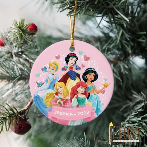 Princess Christmas Ornament, Disneyland Christmas Ornament, Personalized Princess Ornament, Kids Ornament, Round Princess Ornament For Kids