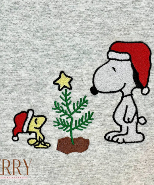 S.n.o.o.p.y Christmas Embroidered Crewneck | Holiday crewneck | Snoopy and Woodstock | Peanuts Christmas Sweater