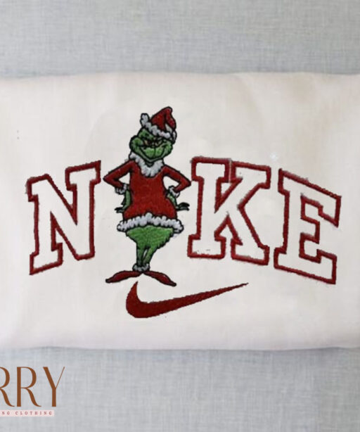 Santa Nike Grinch Xmas Embroidered Sweatshirt