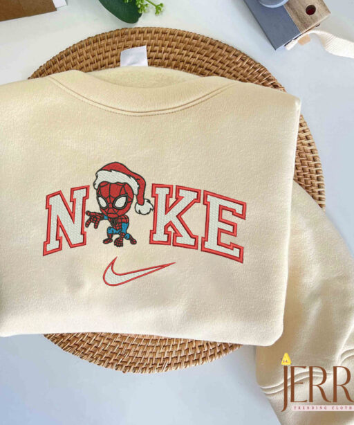 Spider Man Santa Christmas Disney Nike Embroidered Sweatshirt