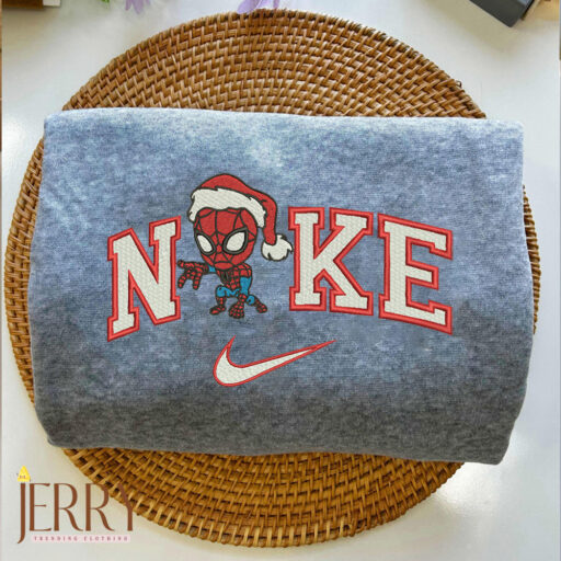 Spider Man Santa Christmas Disney Nike Embroidered Sweatshirt