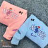 Stitch And Angel Couple Christmas Disney Nike Embroidered Sweatshirts