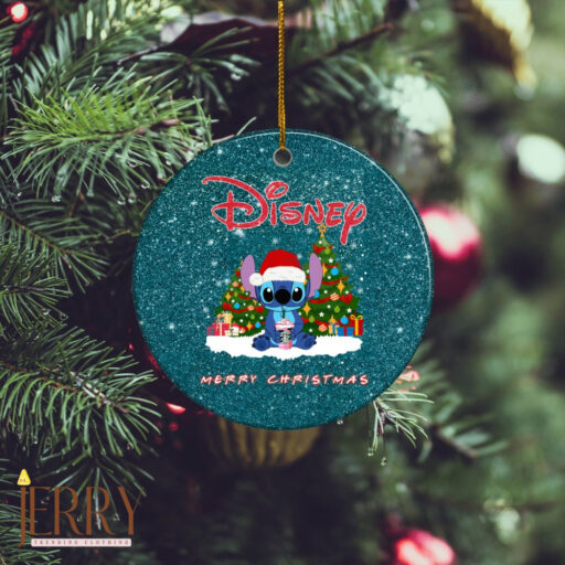 Stitch Twinkle Merry Christmas Disney Circle Ornament, Disney Christmas Ornaments, Disney Xmas Decorations
