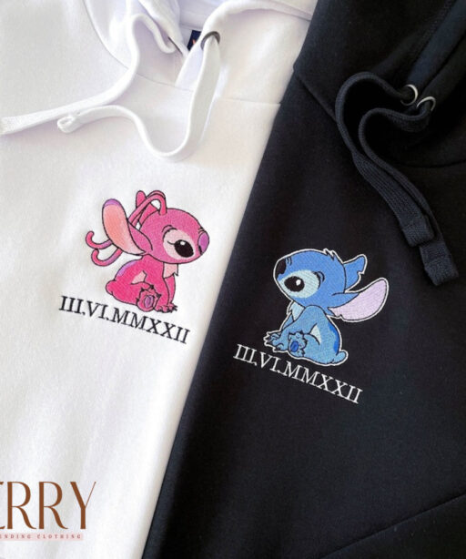 Matching Embroidery Personalized Hoodie Sweatshirt/Hoodie/Tshirt, Embroidered Stitch Couple