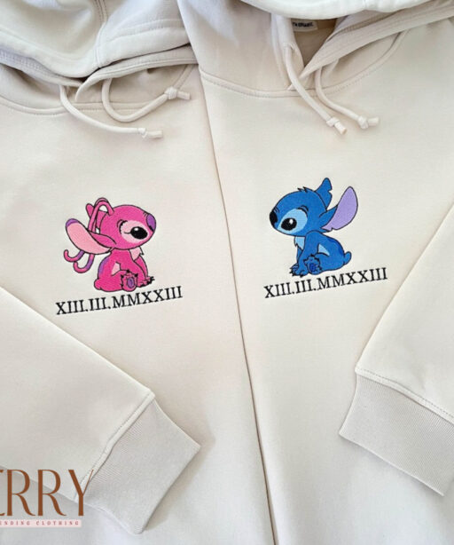 Matching Embroidery Personalized Hoodie Sweatshirt/Hoodie/Tshirt, Embroidered Stitch Couple