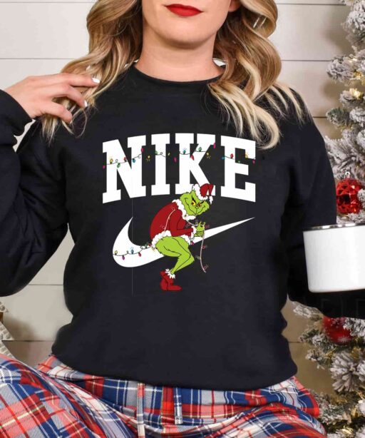 Grinch Nike Sweatshirt, Funny Christmas Sweatshirt, Christmas Gift Ideas - Happy Place for Music Lovers