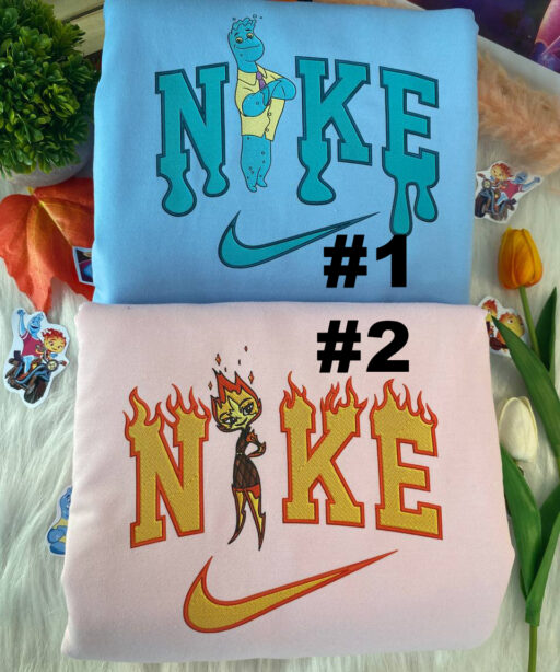 Ember And Wade Elemental Disney Nike Embroidered Sweatshirts