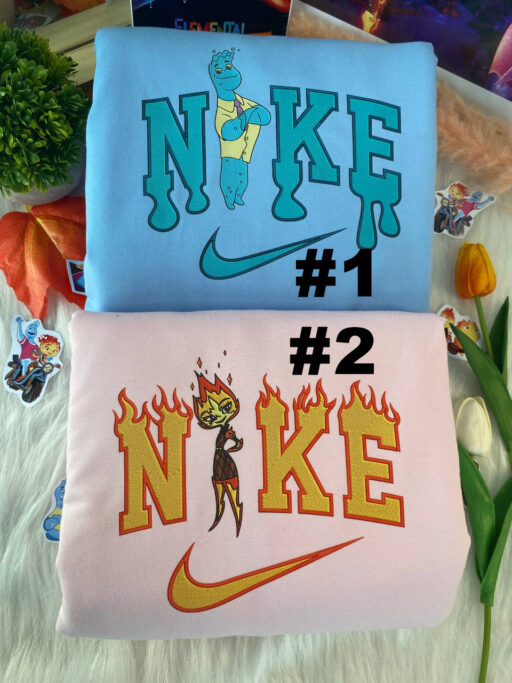 Ember And Wade Elemental Disney Nike Embroidered Sweatshirts