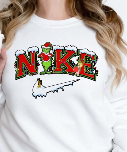 Grinch Christmas Snow Sweatshirt Sweatshirts Snowman Family Holiday Jumper Shirt Santa Claus