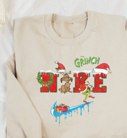 Drip Nike Grinch Stealing Presents Christmas Sweatshirt
