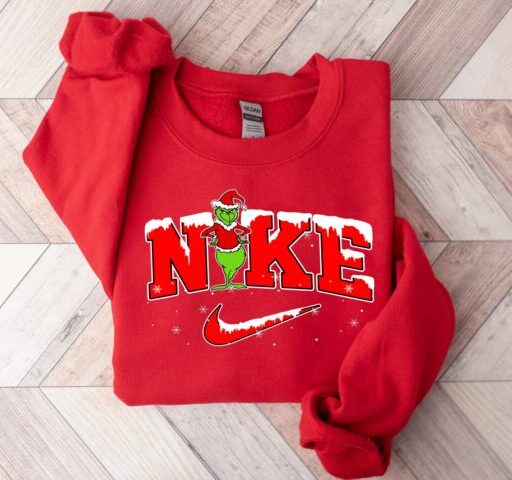 Full Red Nike Grinch Christmas Snow Sweatshirt