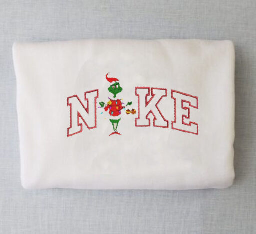 Vintage Red Nike Grinch Christmas Embroidered Sweatshirt