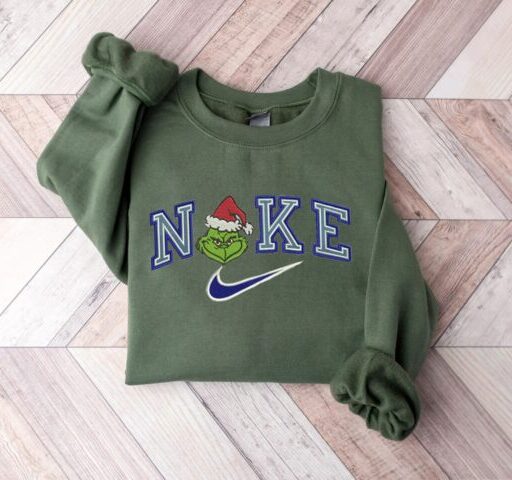 Vintage Nike Santa Grinch Face Embroidered Sweatshirt