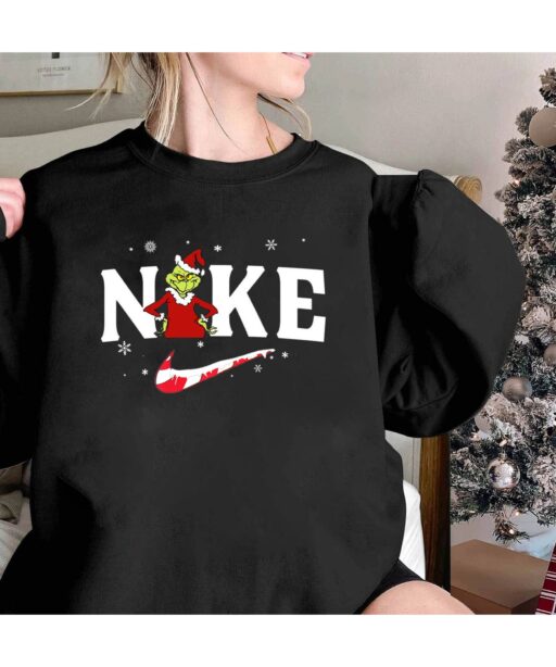 Grinch Christmas Nike Embroidery shirt, hoodie, sweater, long sleeve and  tank top