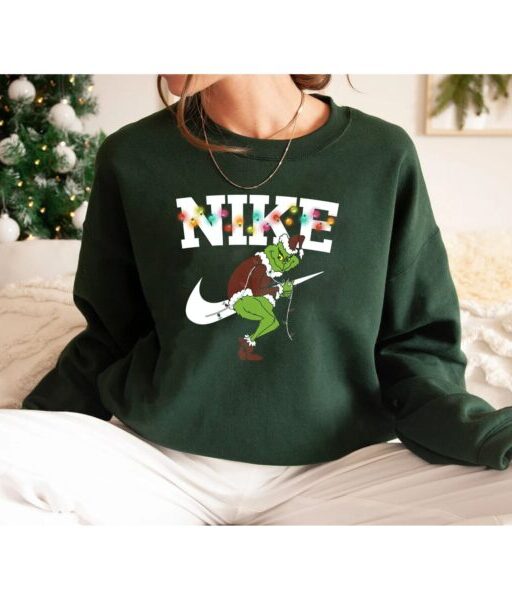 Vintage Nike Sweatshirt Matching Funny Grinch Sitting Swoosh