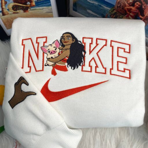 Moana And Maui Disney Nike Embroidered Sweatshirts