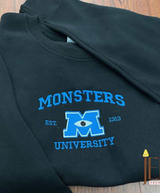 Monster’s University Crewneck Embroidered Sweatshirts, Disney Embroidered Sweatshirts