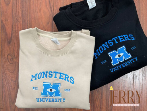 Monster’s University Crewneck Embroidered Sweatshirts, Disney Embroidered Sweatshirts