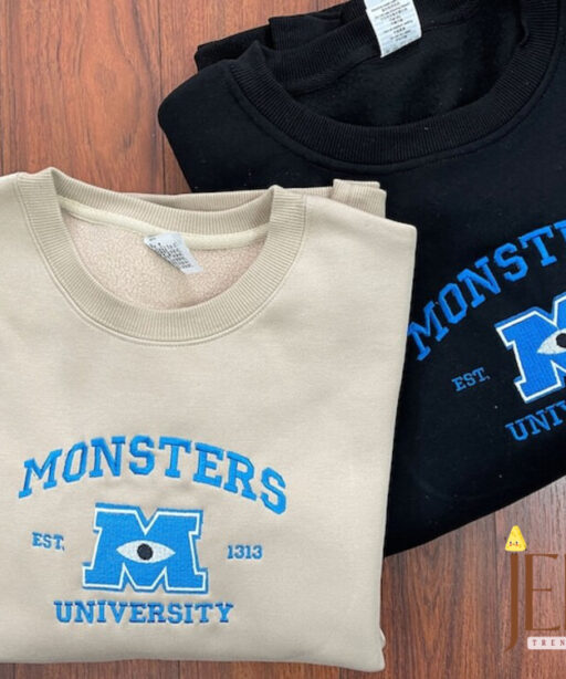 Monster’s University Crewneck Embroidered Sweatshirts, Disney Embroidered Sweatshirts