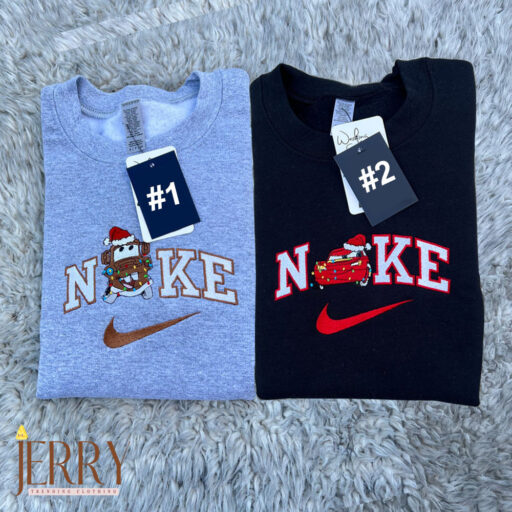 Mater And Mcqueen Cars Christmas Disney Nike Embroidered Sweatshirt