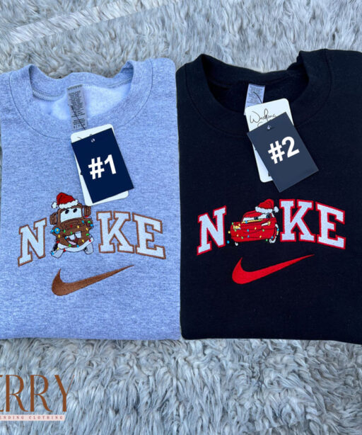 Mater And Mcqueen Cars Christmas Disney Nike Embroidered Sweatshirt