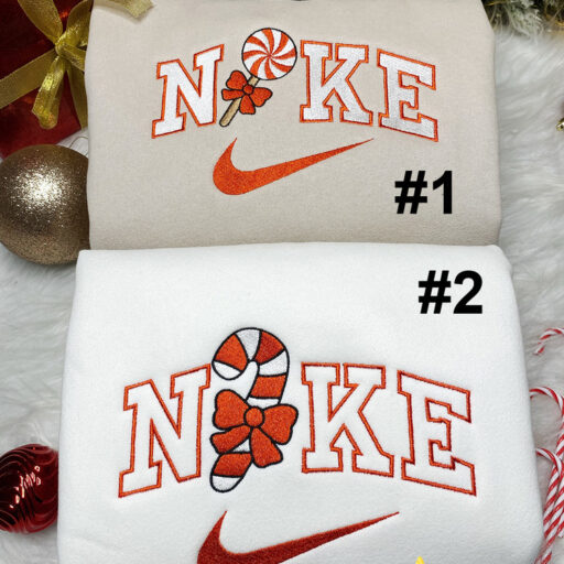 Christmas Candy Nike Embroidered Sweatshirt